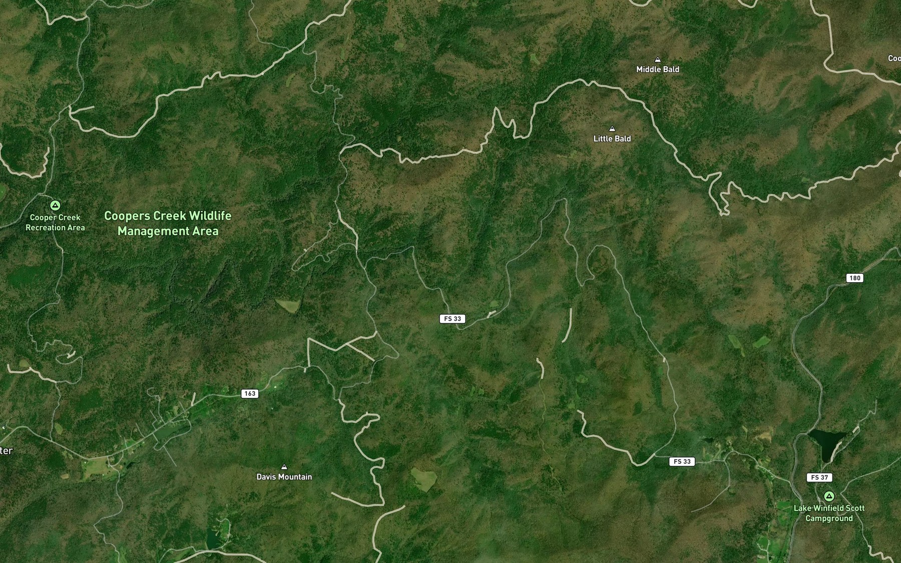 Satellite map of the Burnett Creek