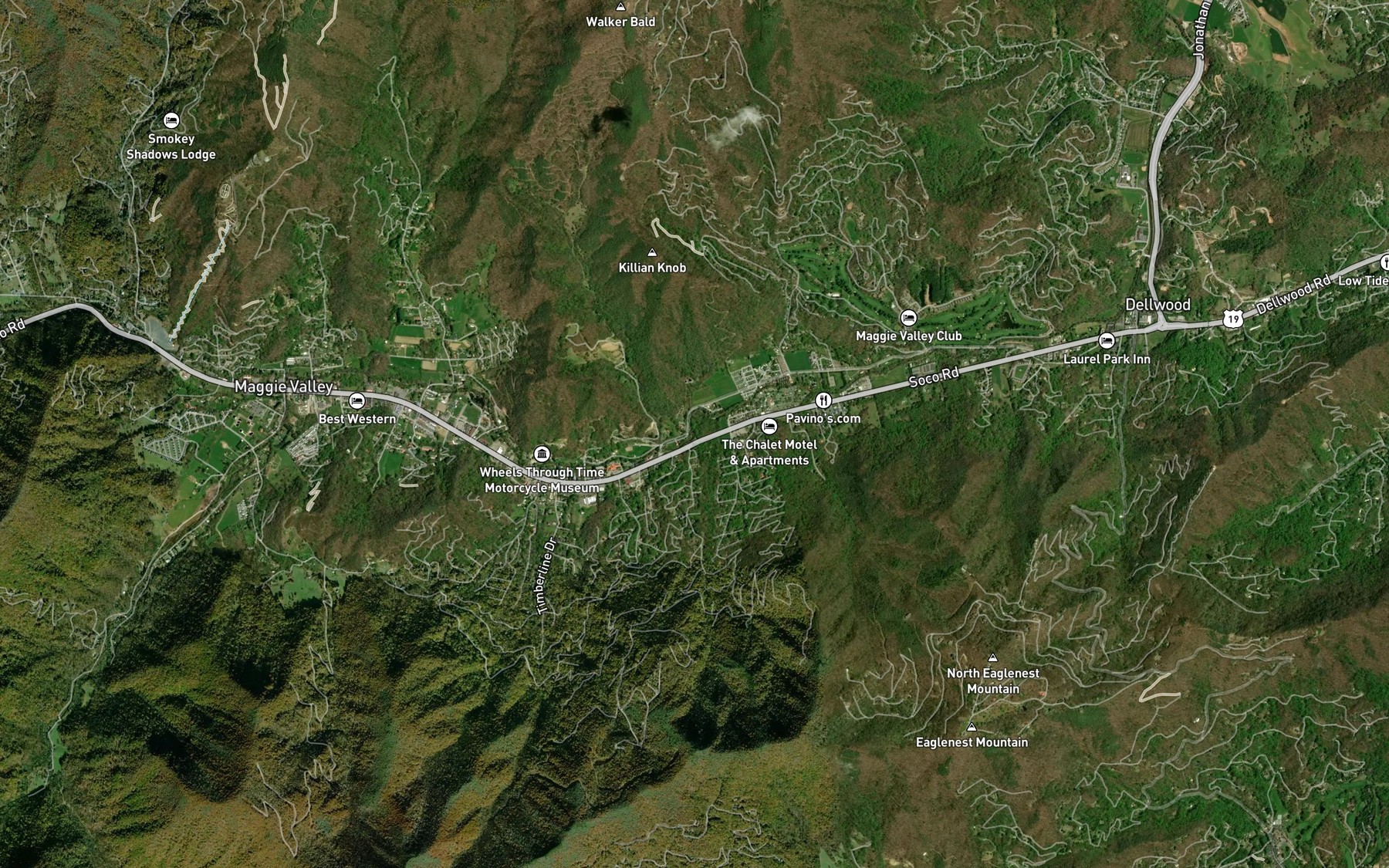 Satellite map of the Mitchell Cove Branch