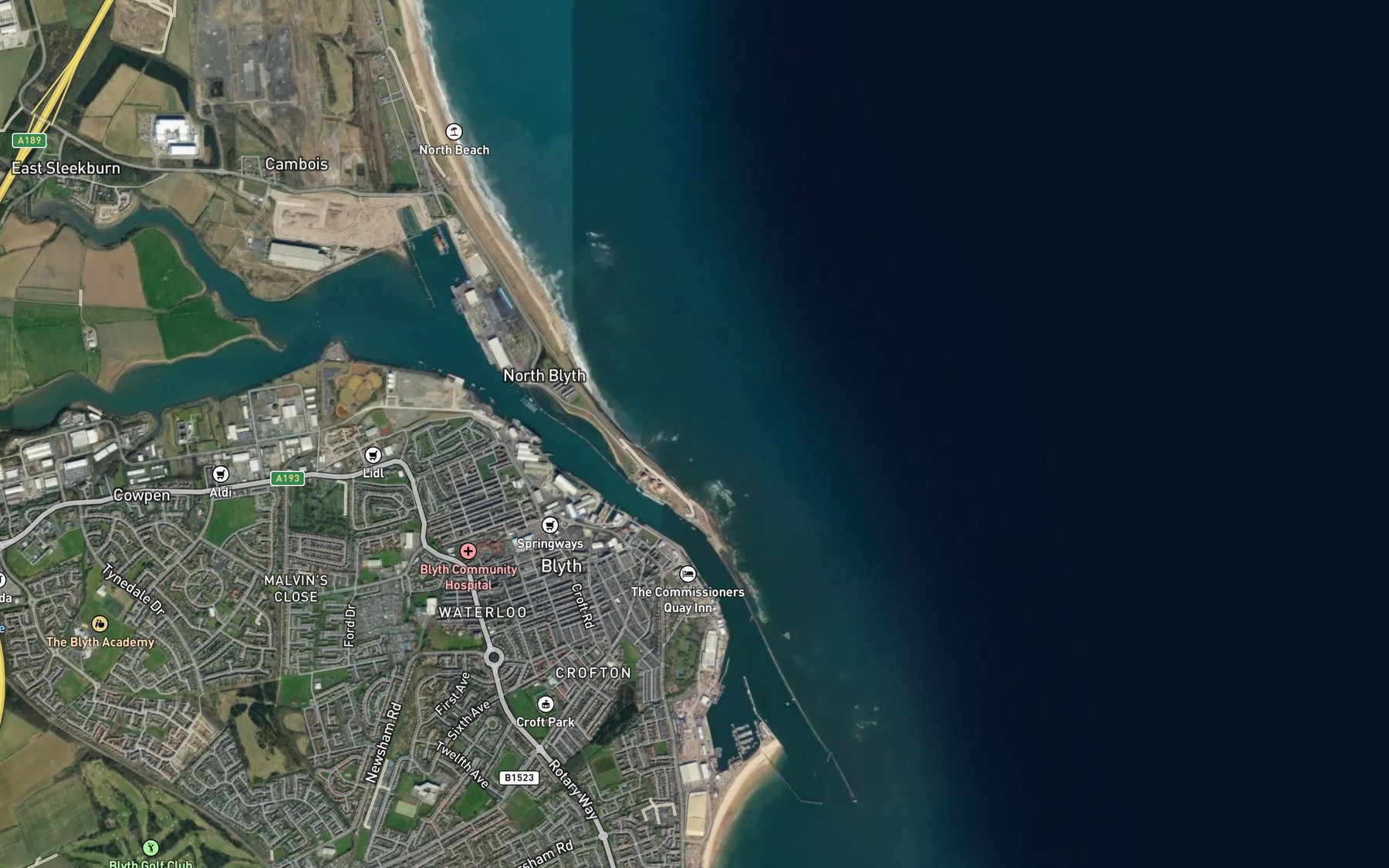 Satellite map of the North Spit