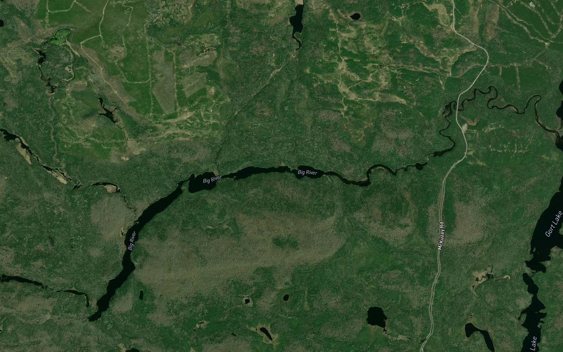 Satellite map of the Lower Pawshowconk Lake