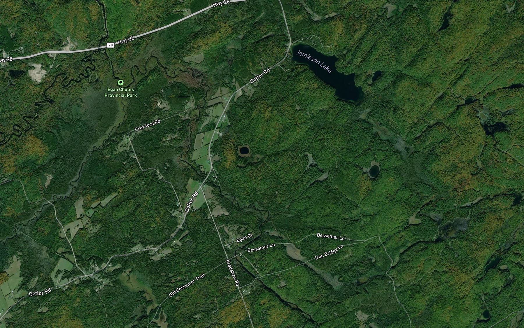 Satellite map of the Mullet Creek