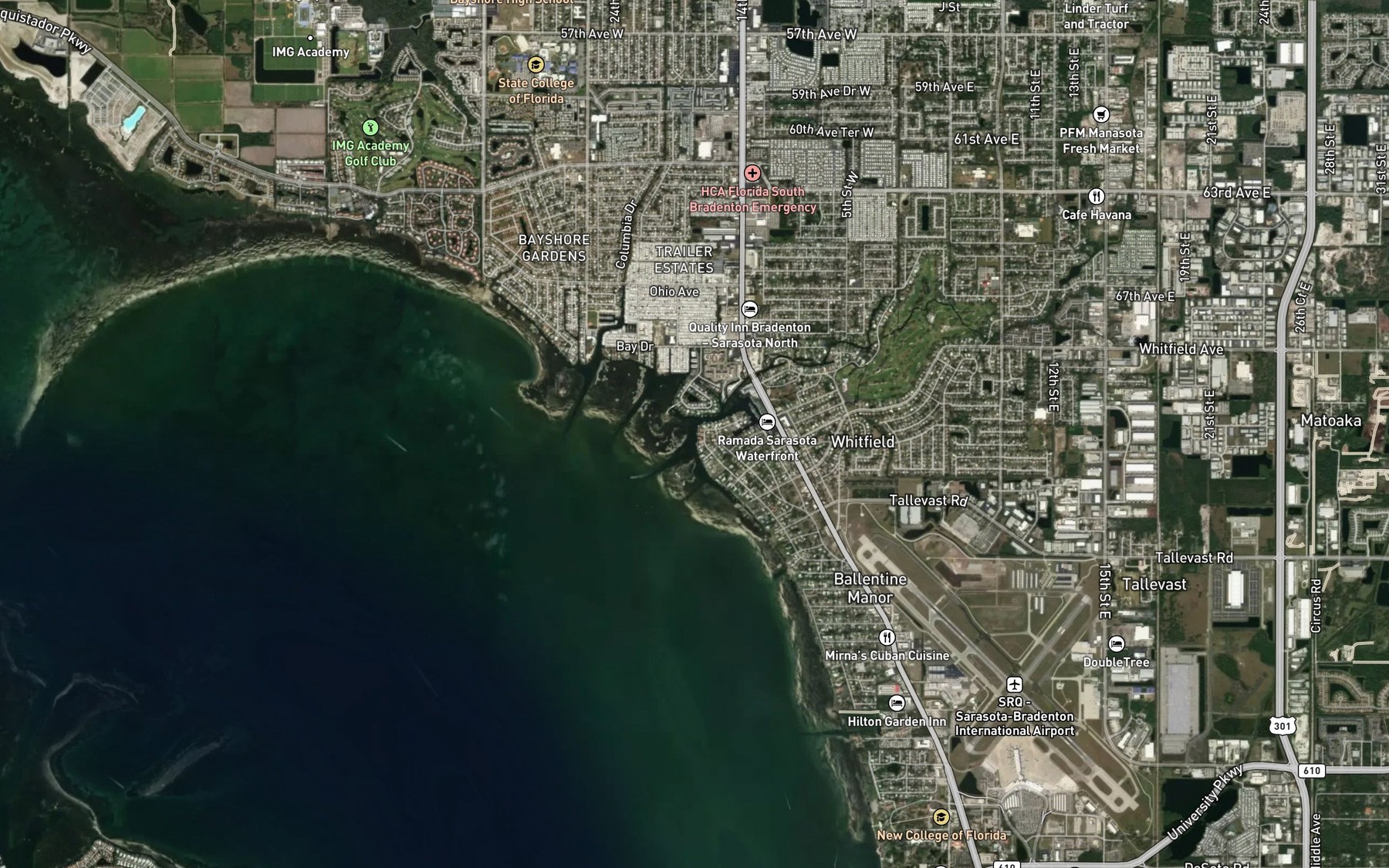 Satellite map of the Bowlees Creek