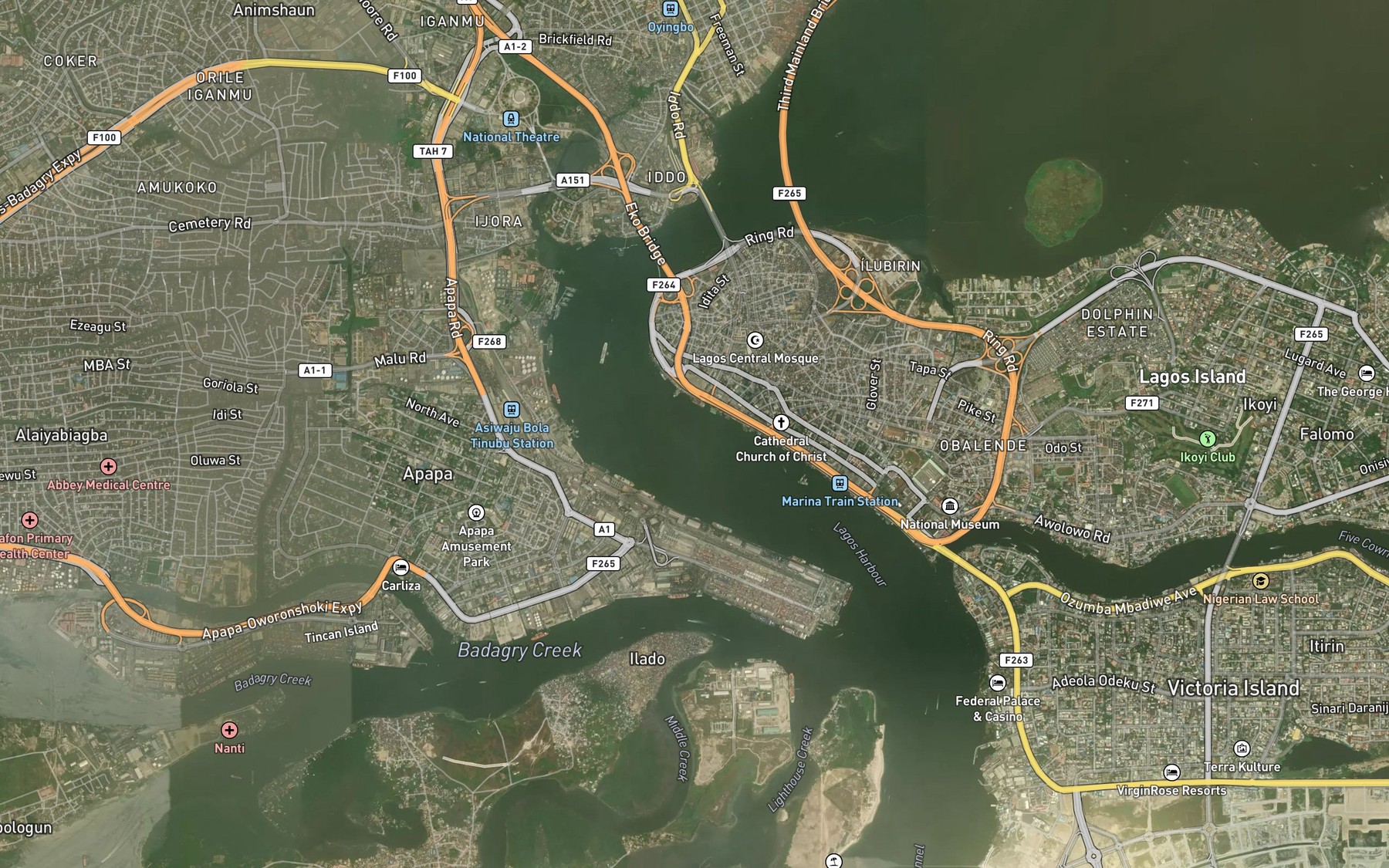 Satellite map of the Apapa Channel