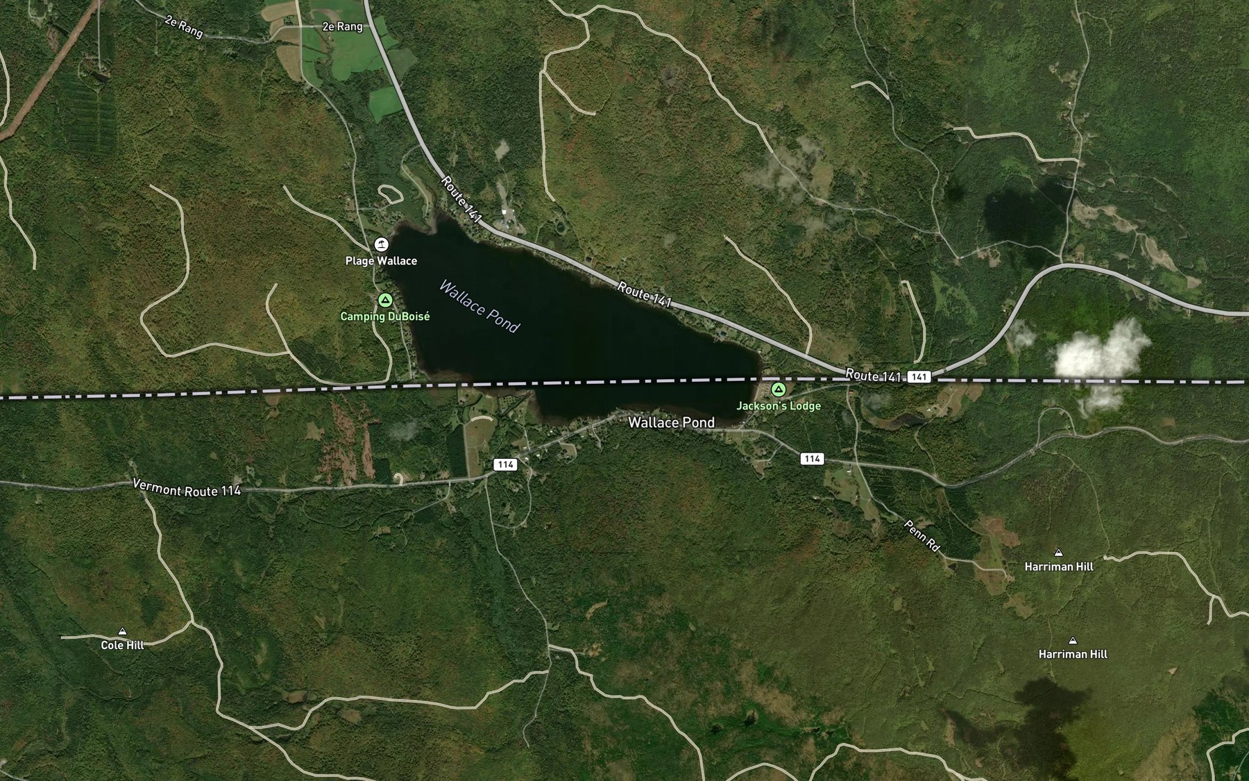 Satellite map of the Wallace Pond