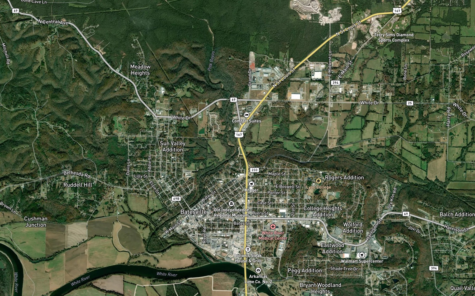 Satellite map of the Miller Creek