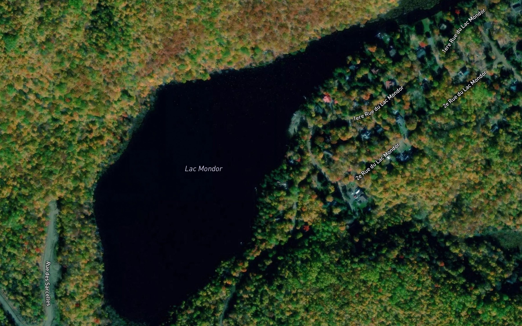 Satellite map of the Lac Mondor