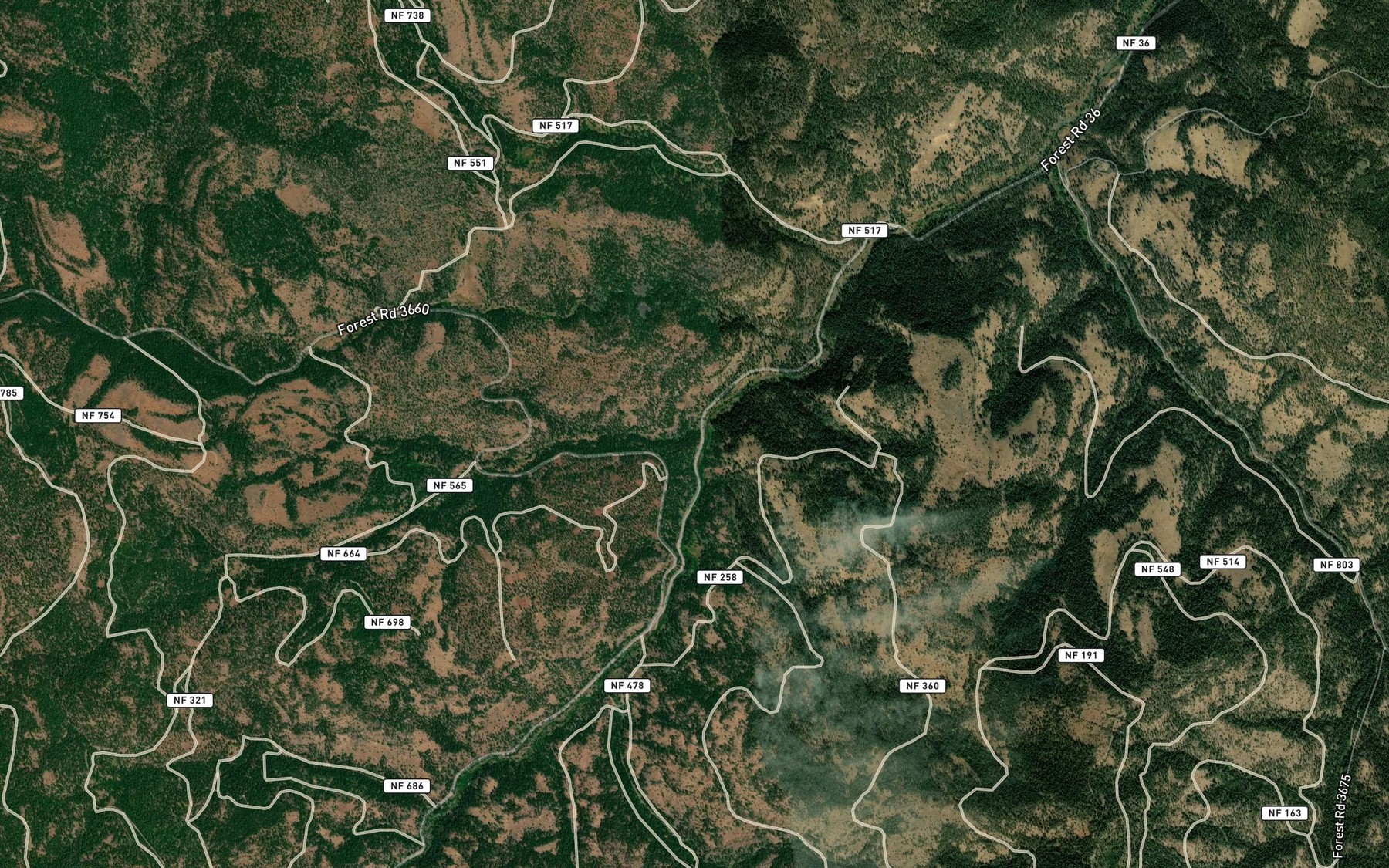 Satellite map of the Pepper Creek