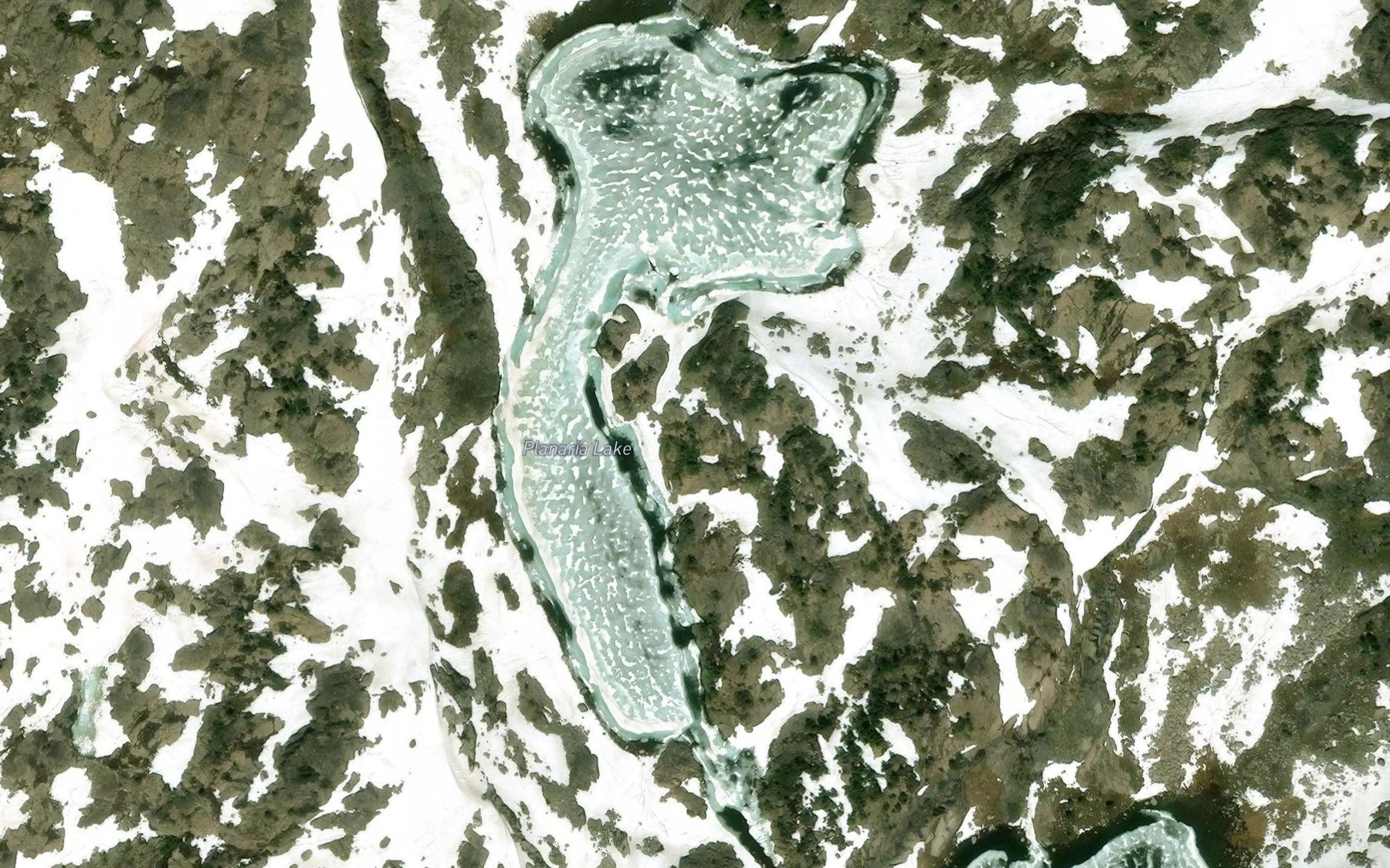 Satellite map of the Planaria Lake