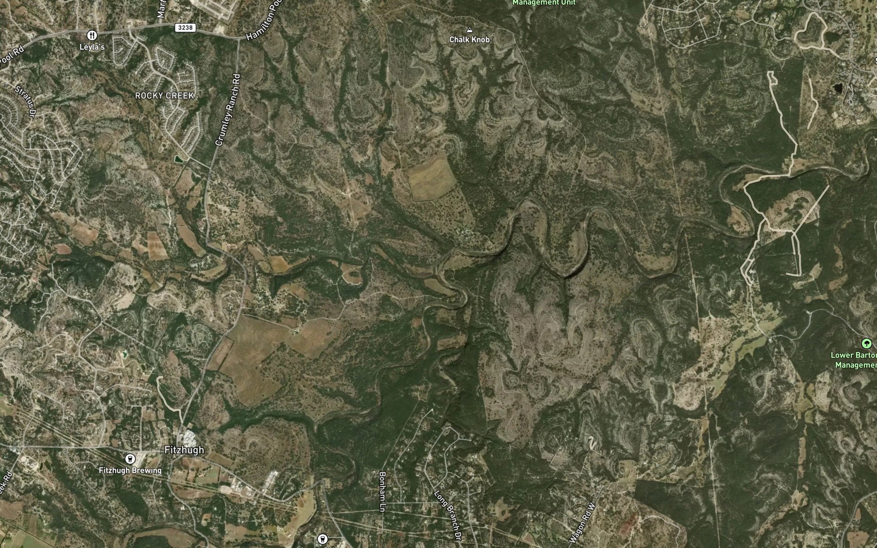 Satellite map of the Rocky Creek