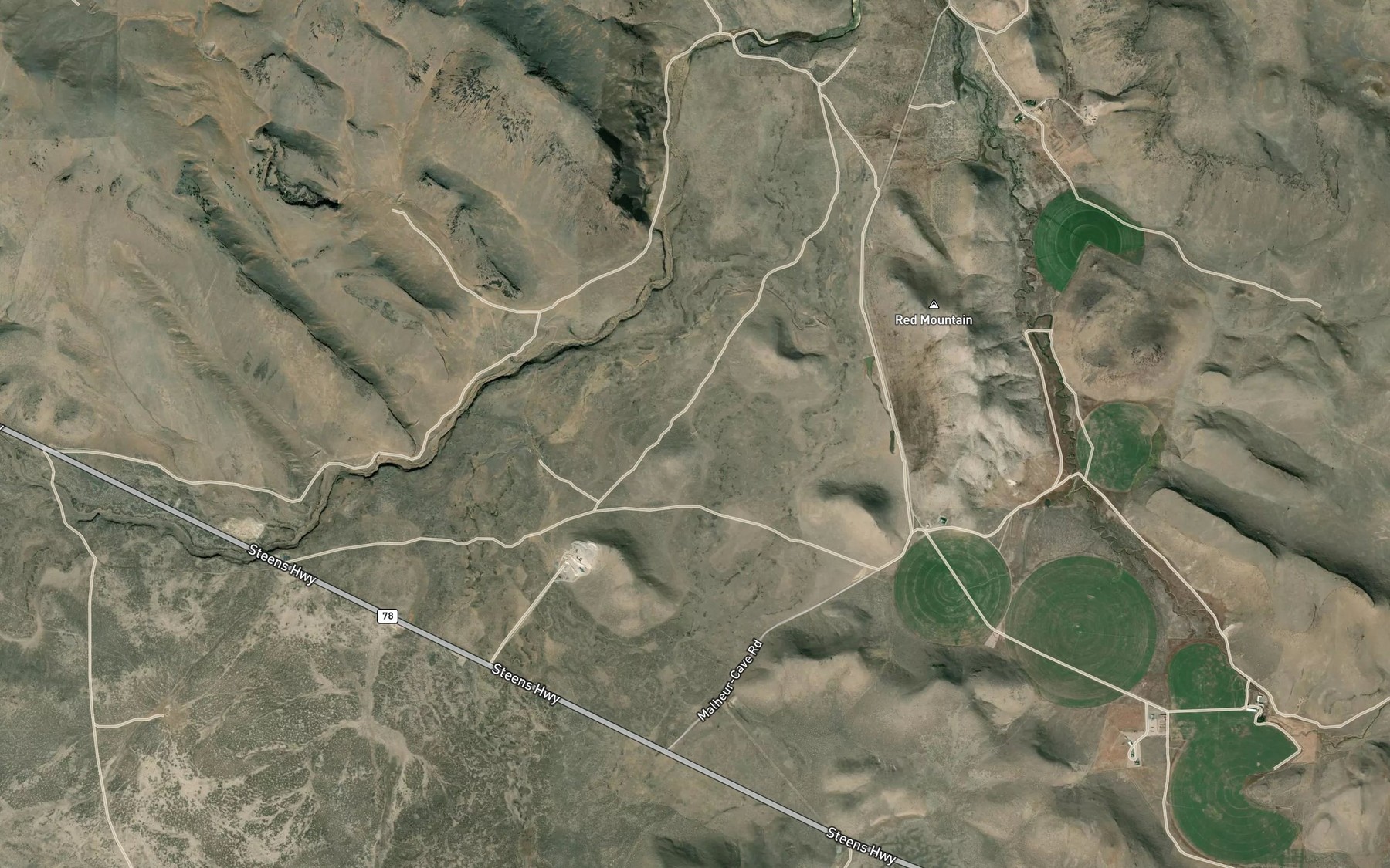 Satellite map of the Red Hen Reservoir