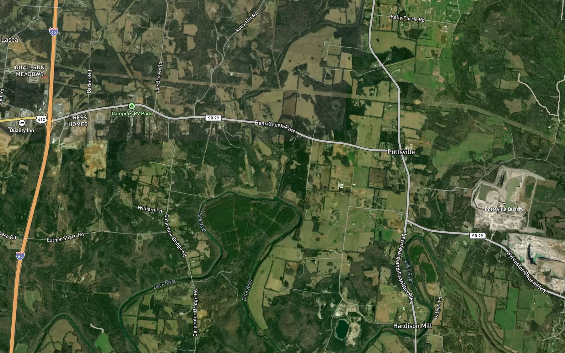 Satellite map of the Pumpkin Creek