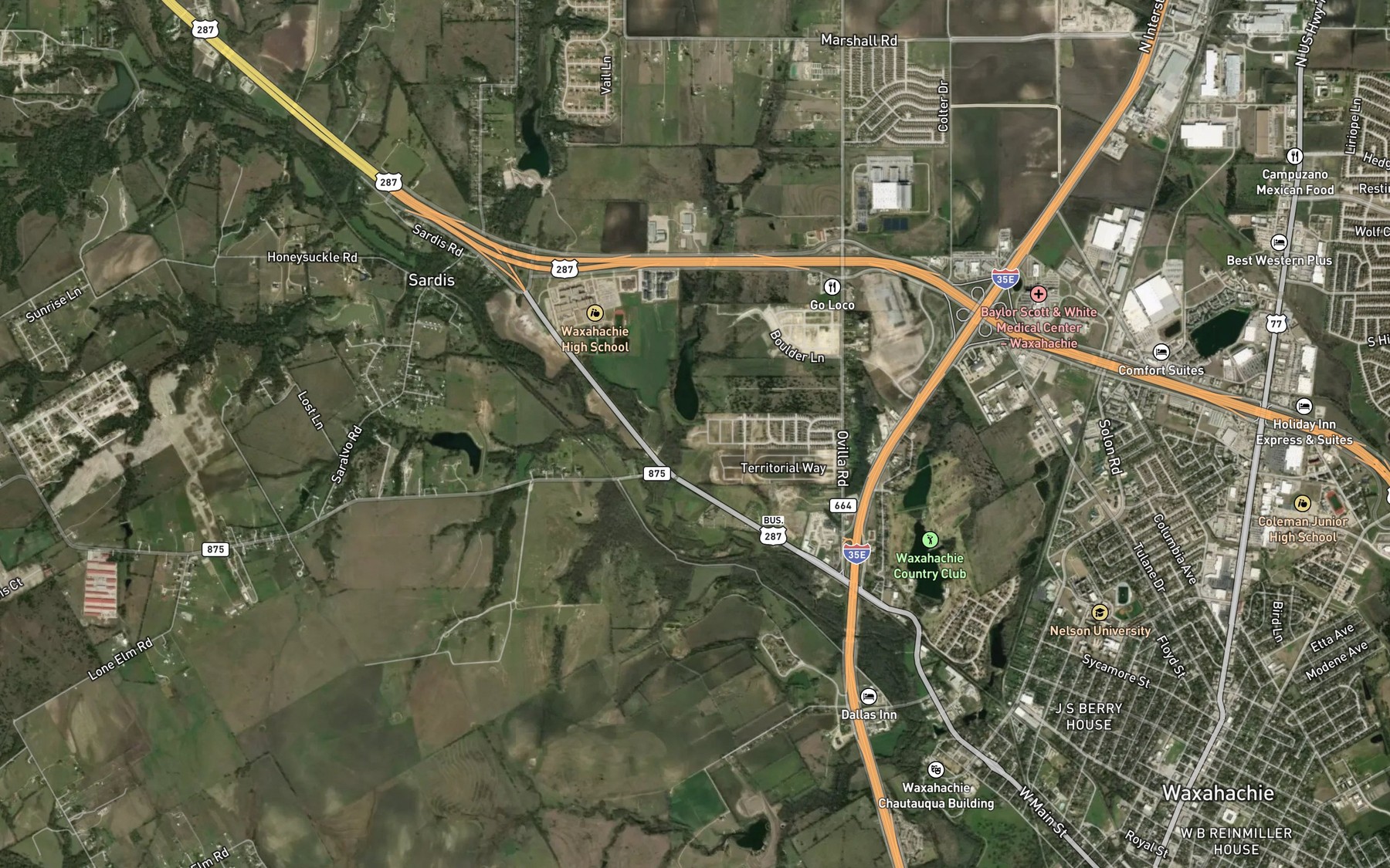 Satellite map of the Soil Conservation Service Site 13 Reservoir