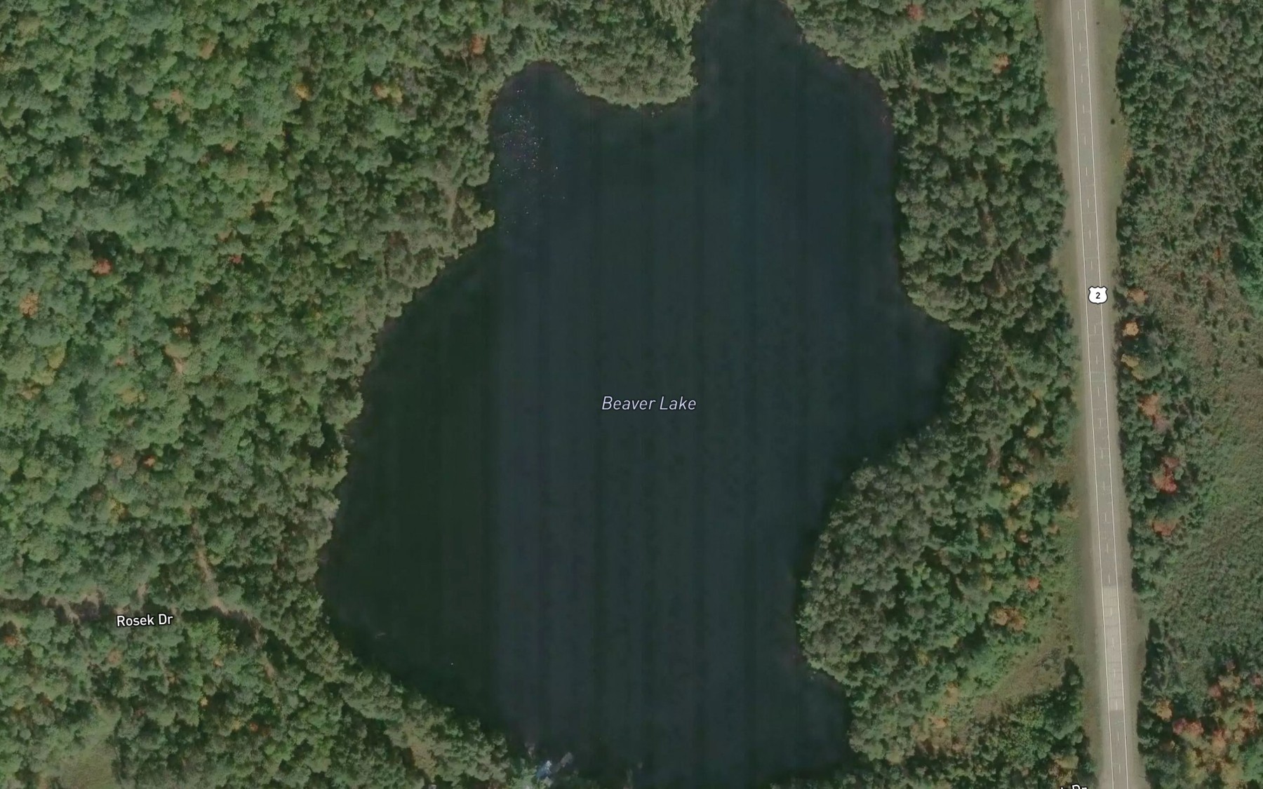 Satellite map of the Beaver Lake