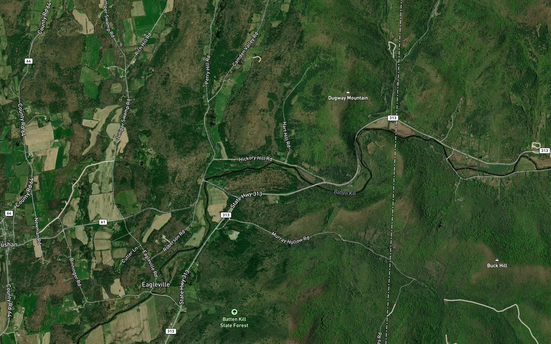Satellite map of the Camden Creek