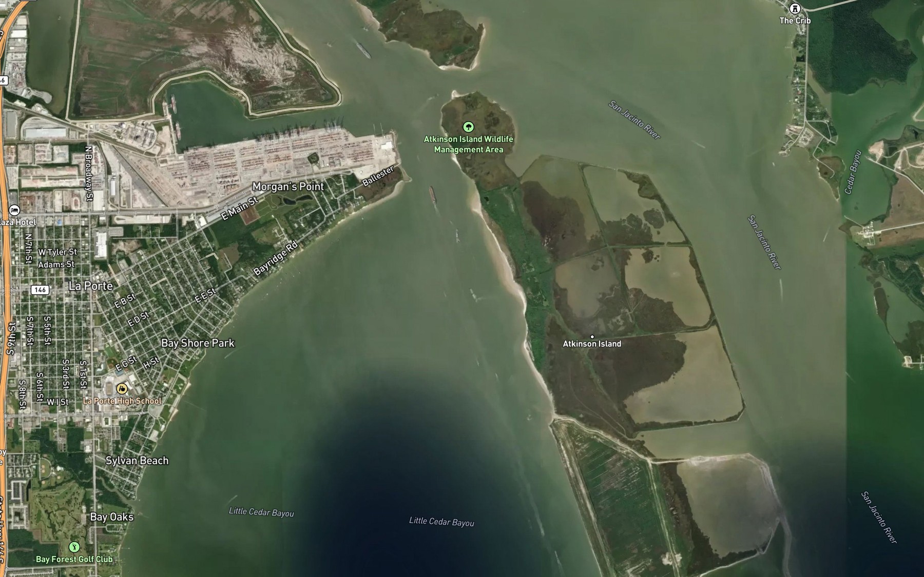 Satellite map of the Houston/Galveston Navigation Channel
