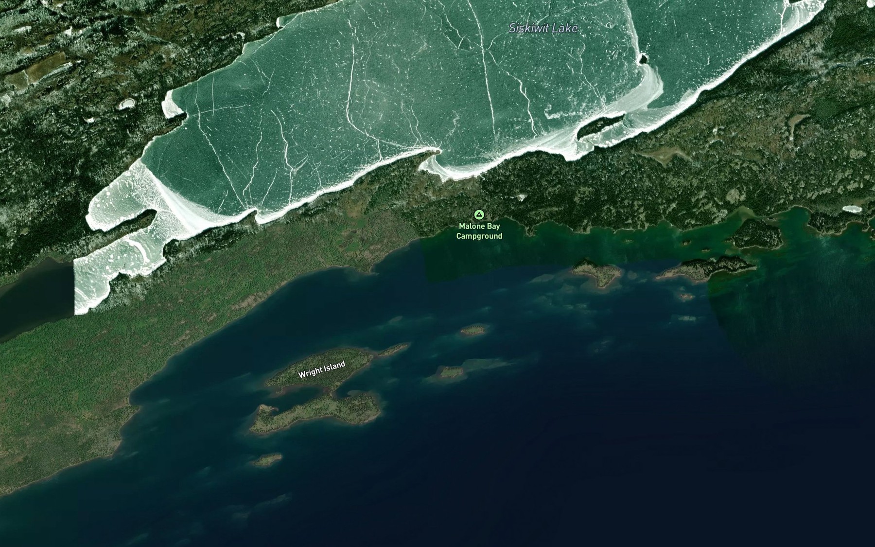 Satellite map of the Malone Bay