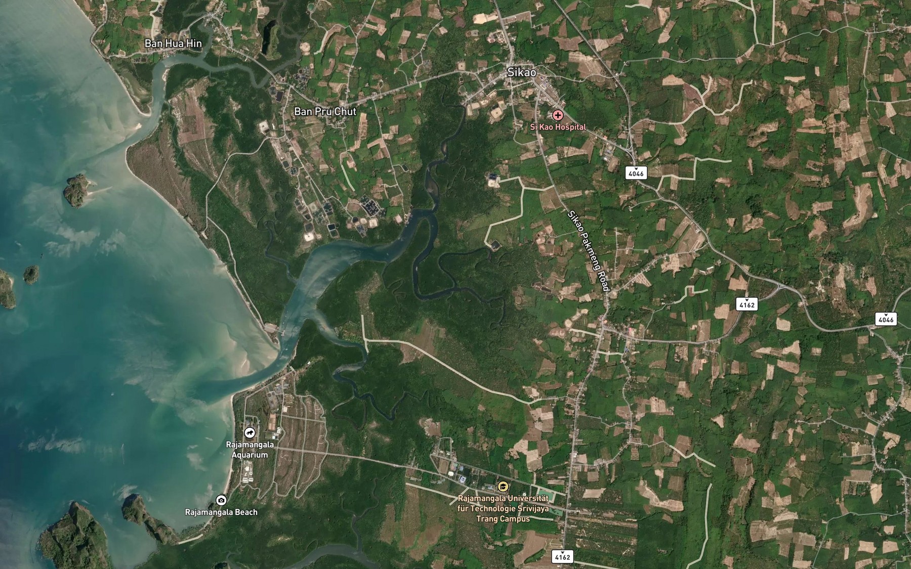Satellite map of the Khlong Sai Khao