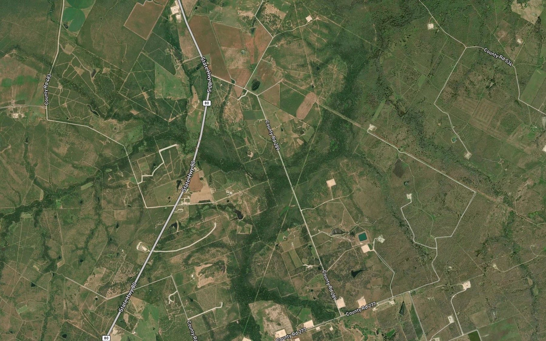 Satellite map of the Brushy Creek