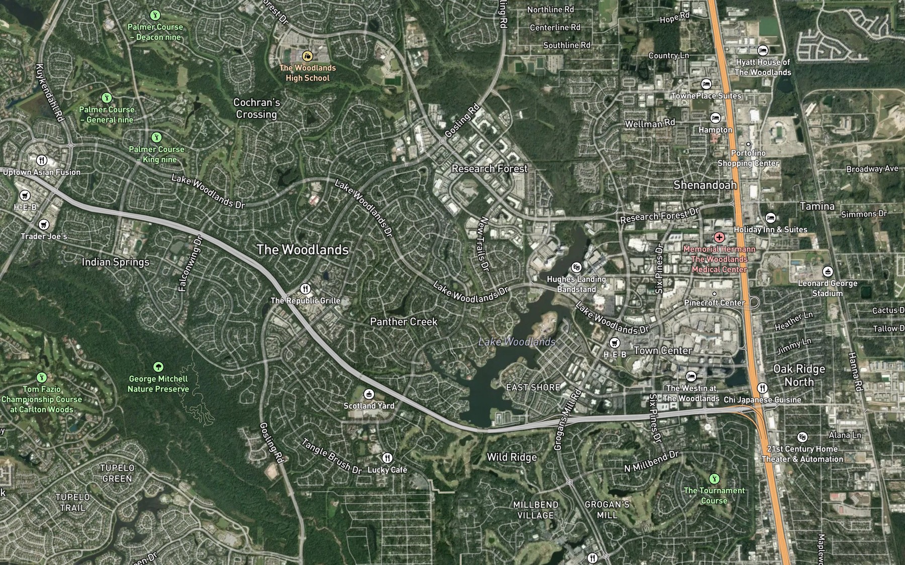 Satellite map of the Roach Pond