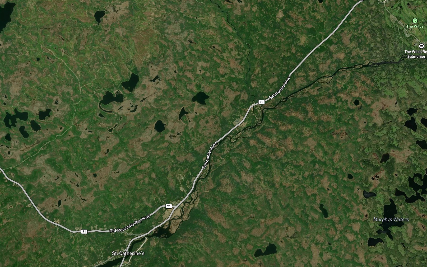 Satellite map of the Bottle Hill Pond