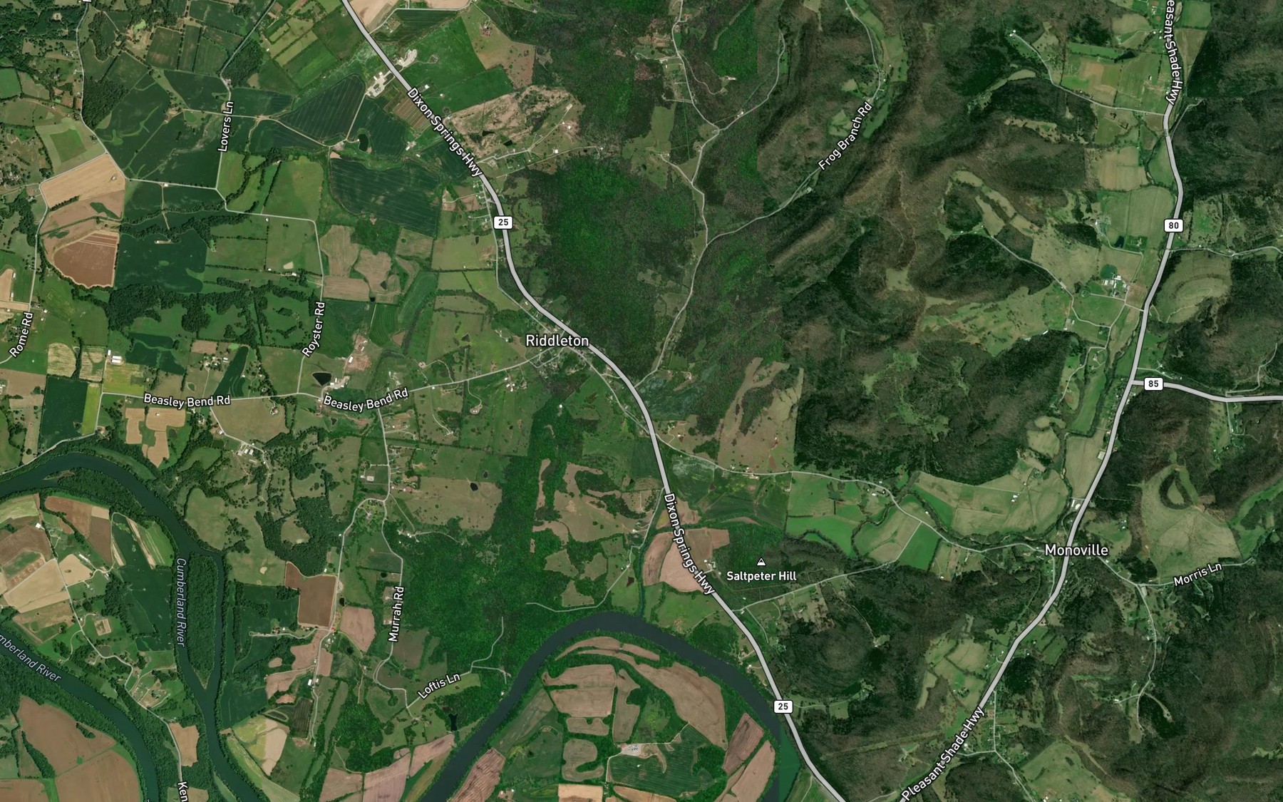Satellite map of the Davis Branch