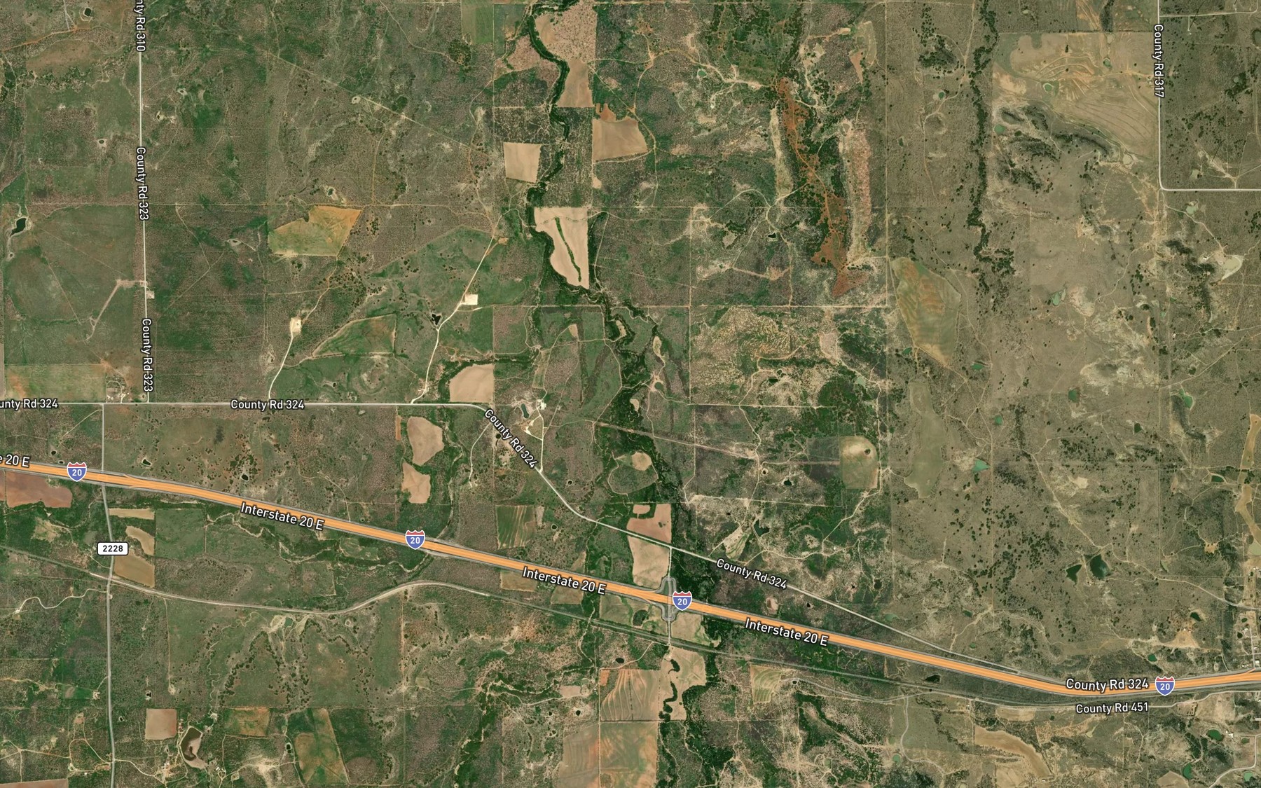 Satellite map of the Brushy Creek
