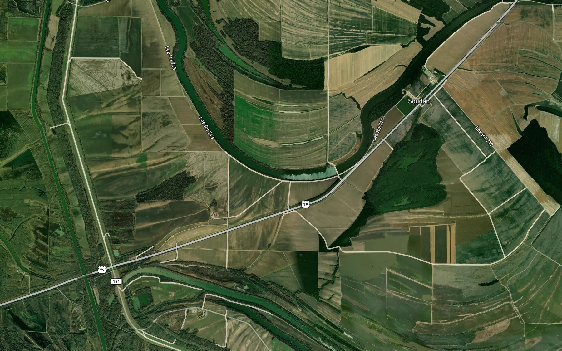 Satellite map of the Cow Bayou