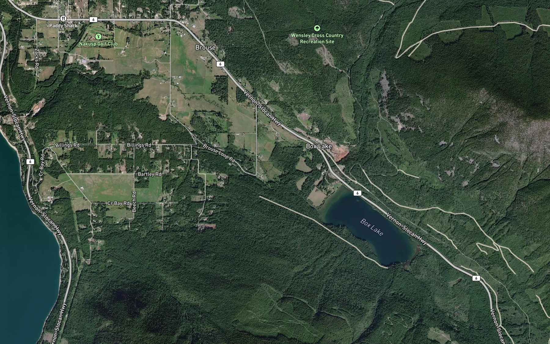 Satellite map of the Wensley Creek