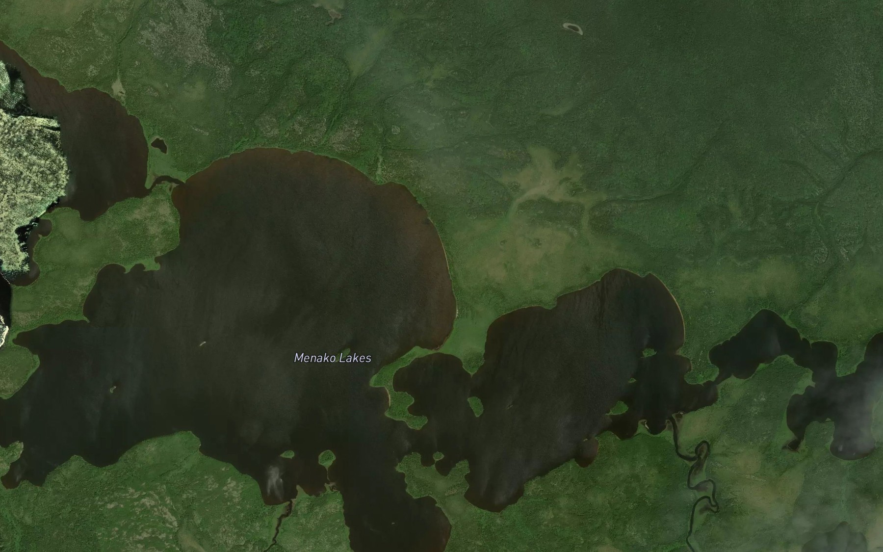 Satellite map of the Menako Lakes