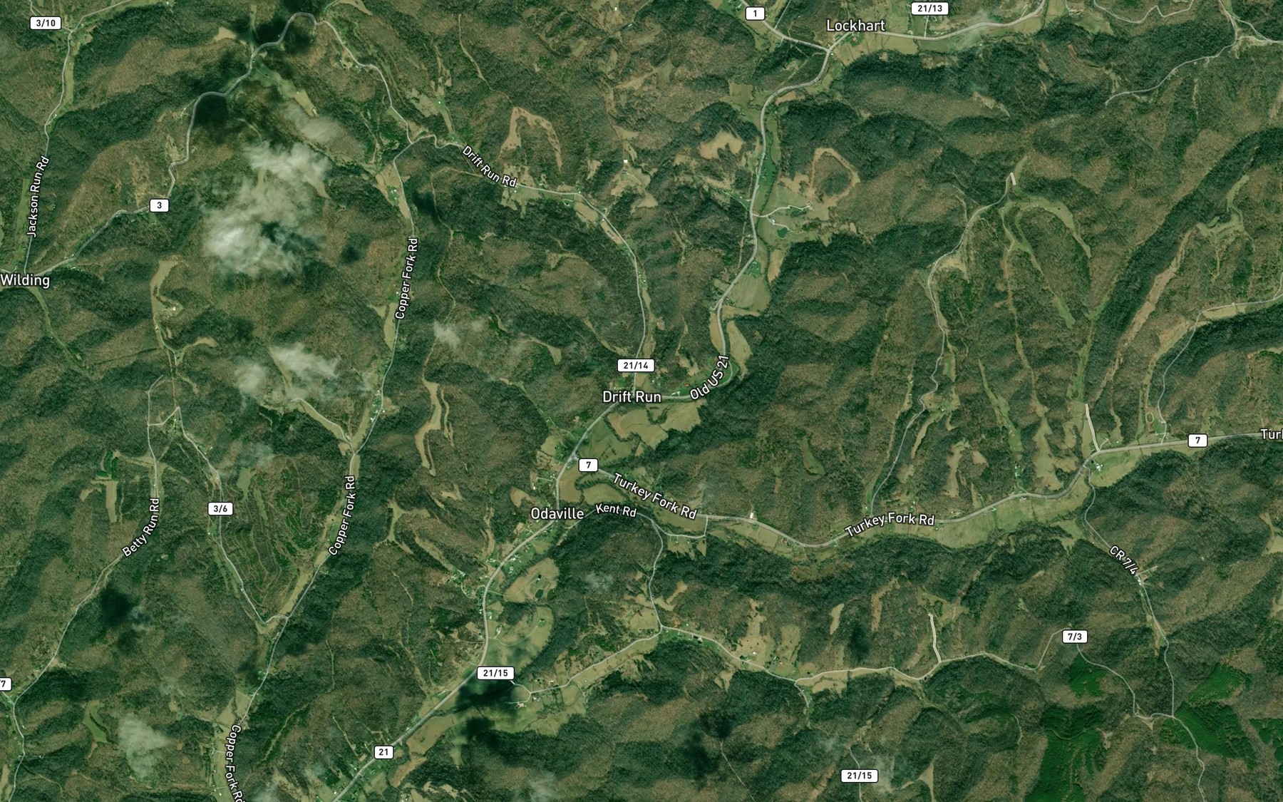 Satellite map of the Drift Run