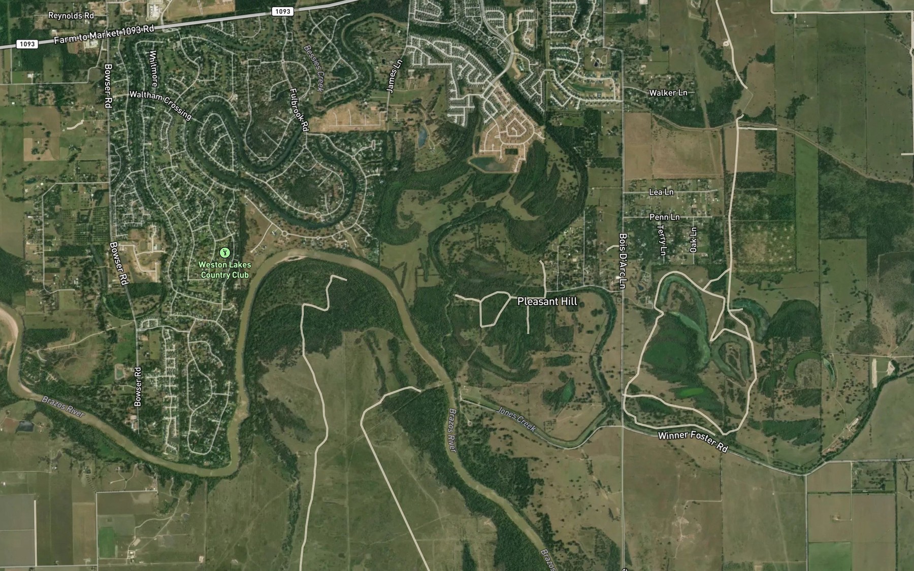 Satellite map of the Cottonwood Creek