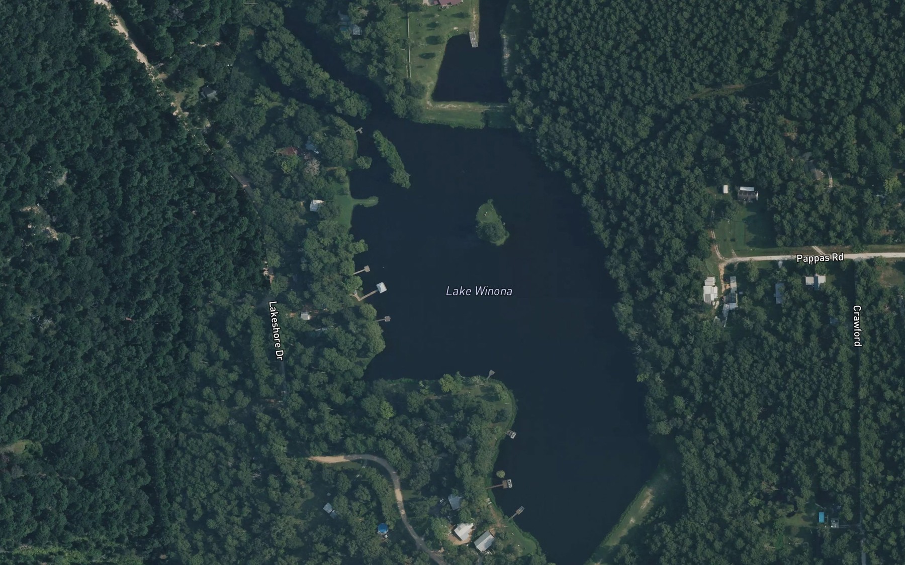 Satellite map of the Lake Winona
