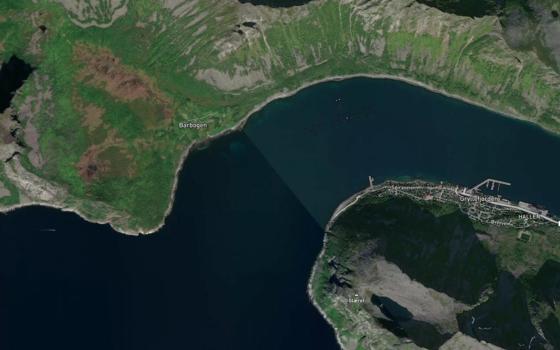 Satellite map of the Gryllefjorden