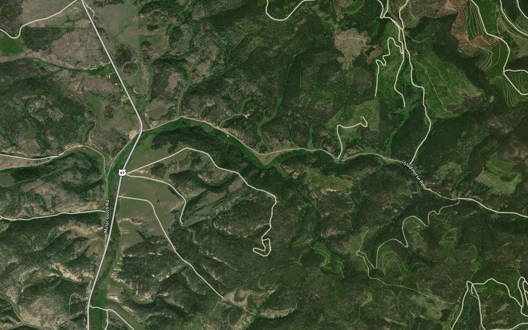 Satellite map of the Pistol Creek