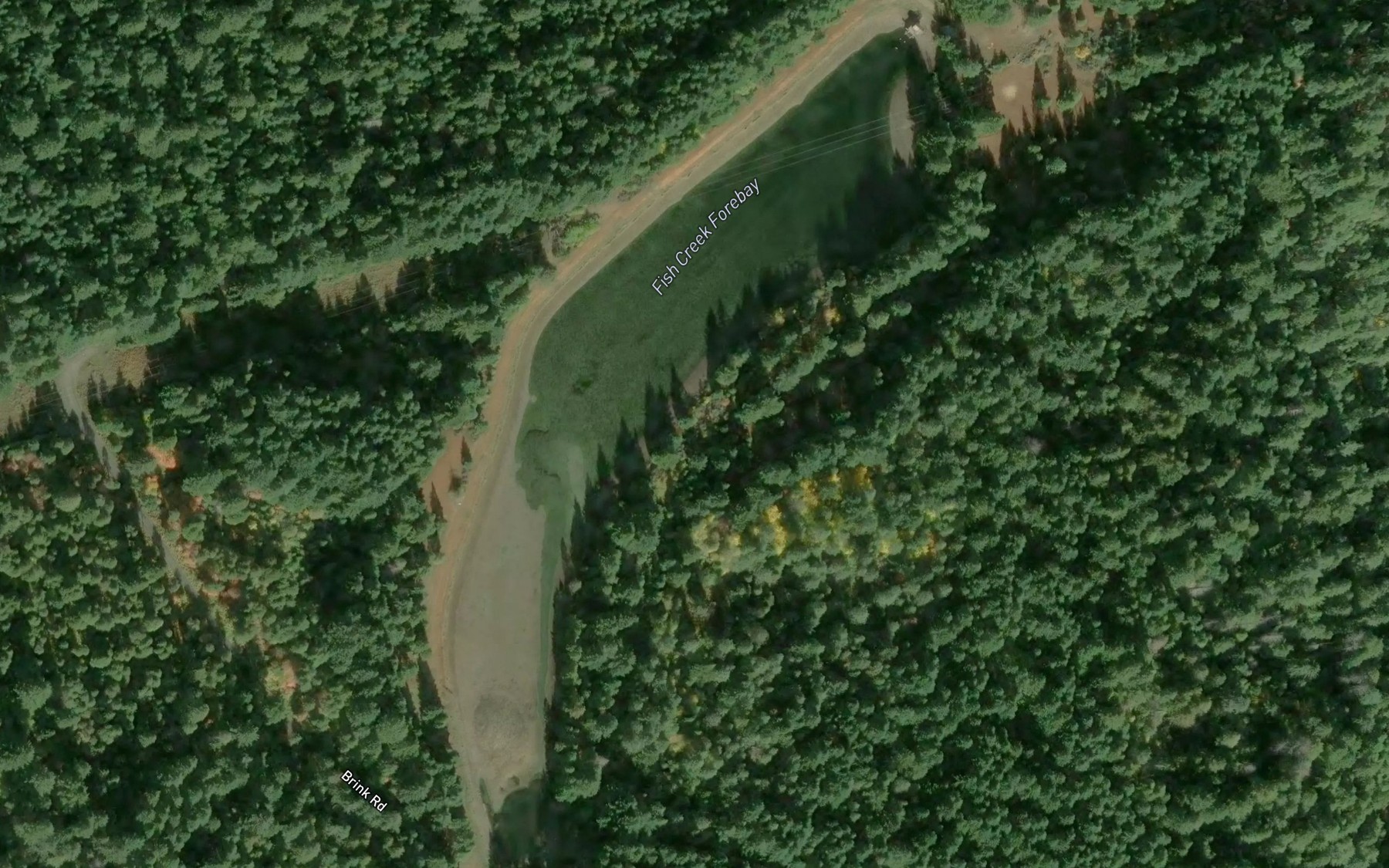 Satellite map of the Fish Creek Forebay