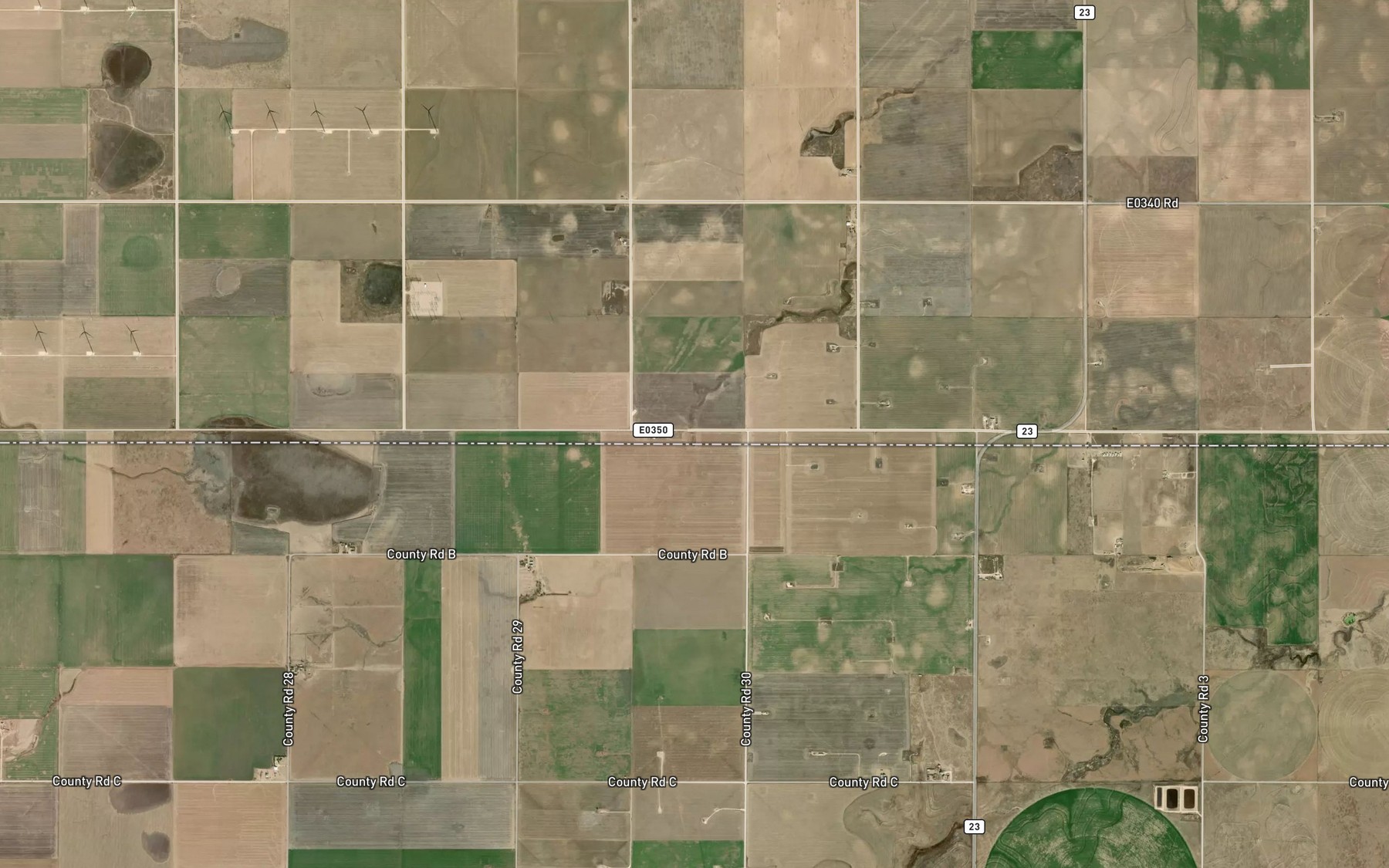 Satellite map of the Duck Pond Creek