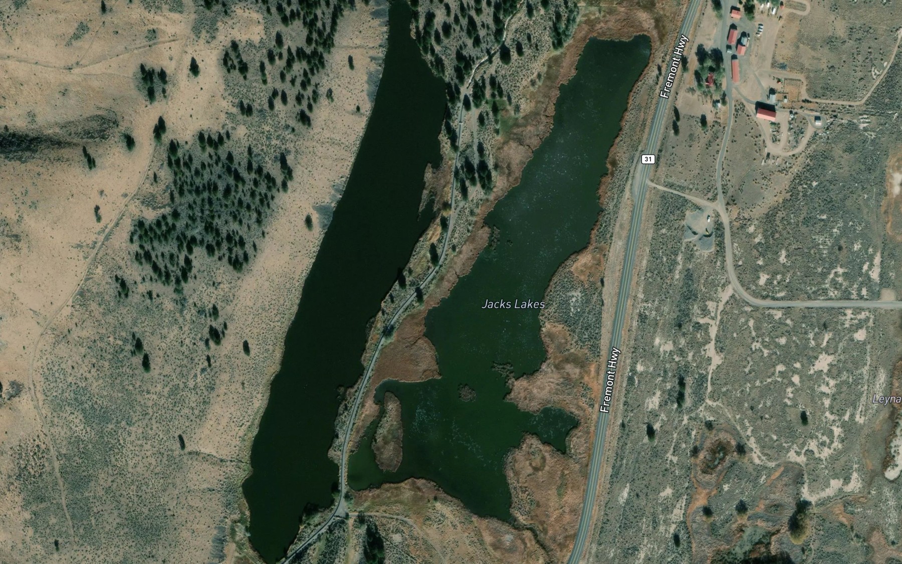 Satellite map of the Jacks Lakes