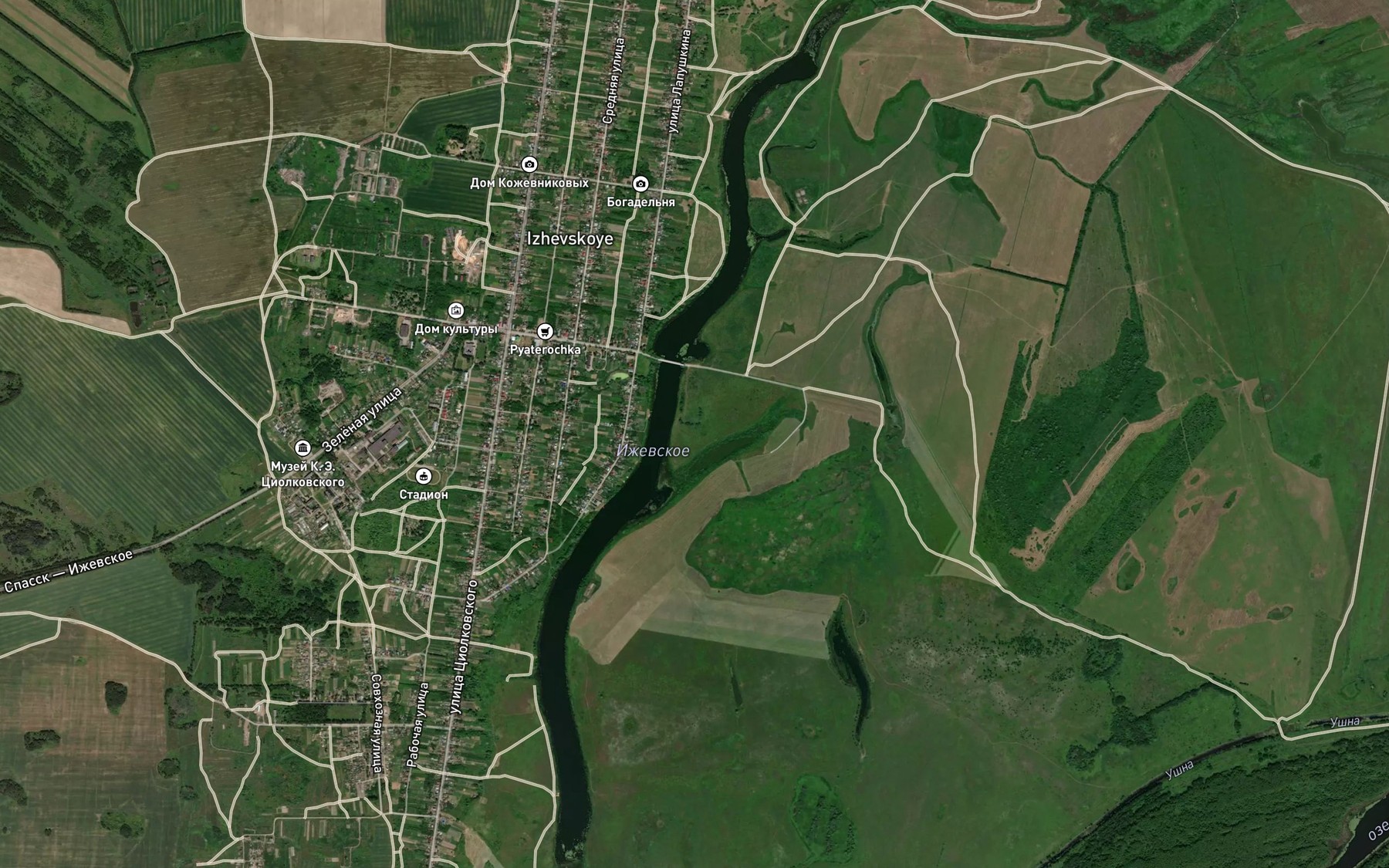 Satellite map of the Ozero Izhevskoye