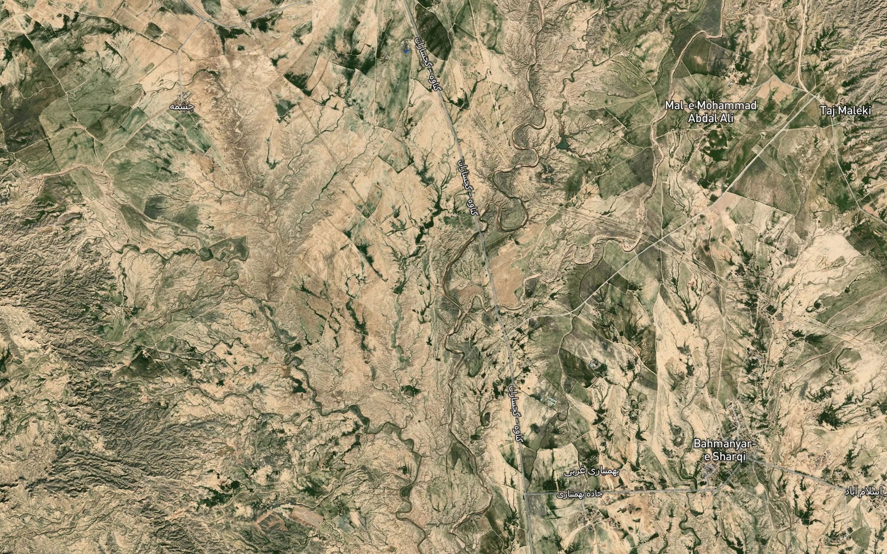 Satellite map of the Darreh-ye Gap
