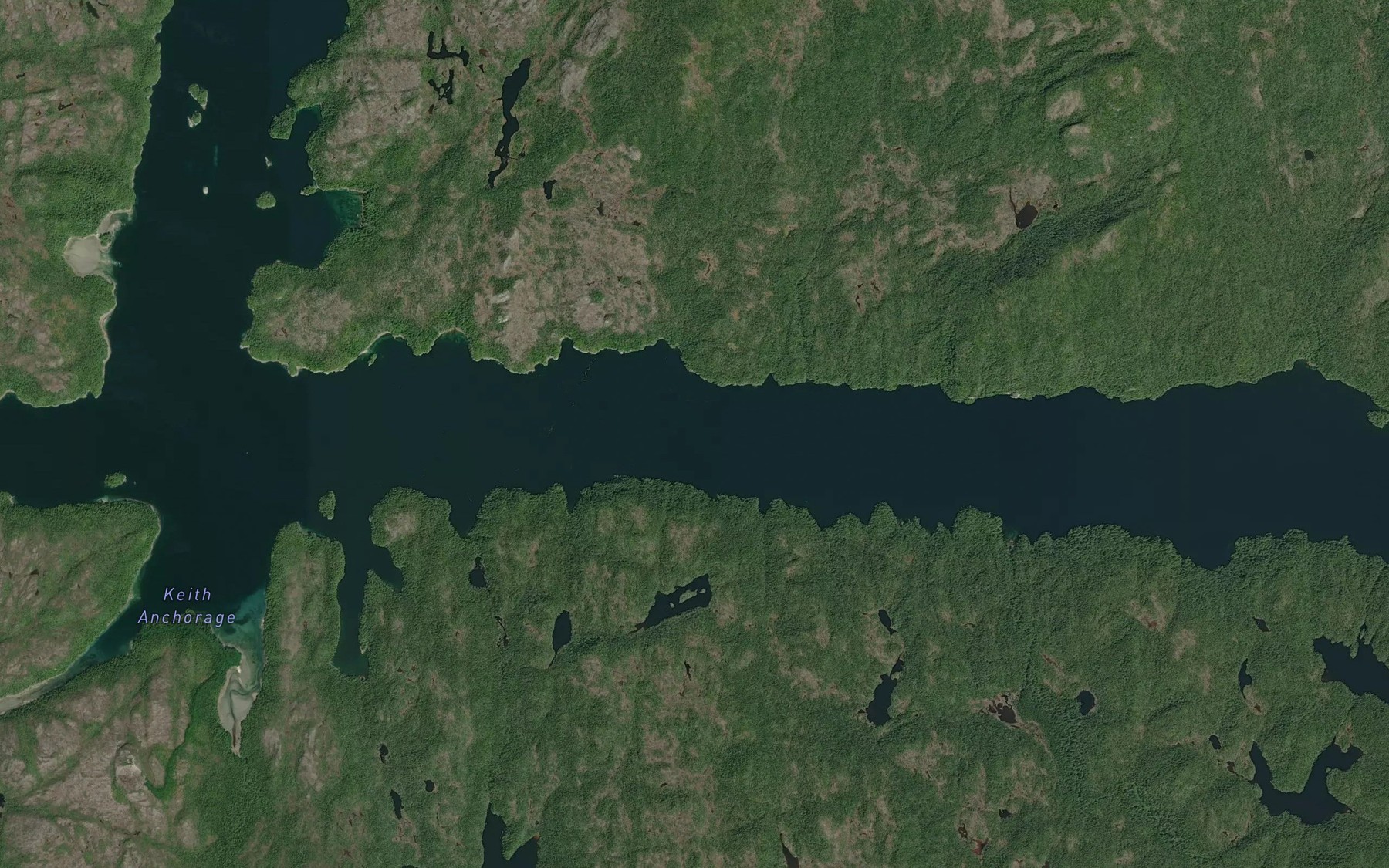 Satellite map of the Kwakshua Channel