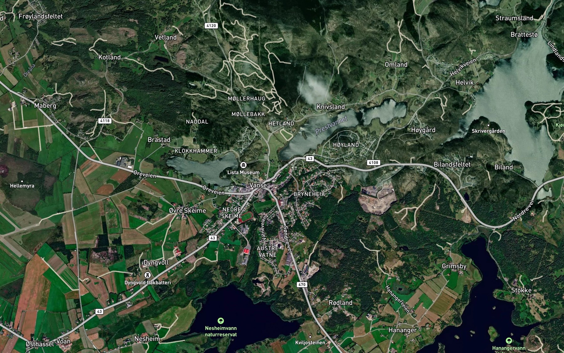 Satellite map of the Brynebekken