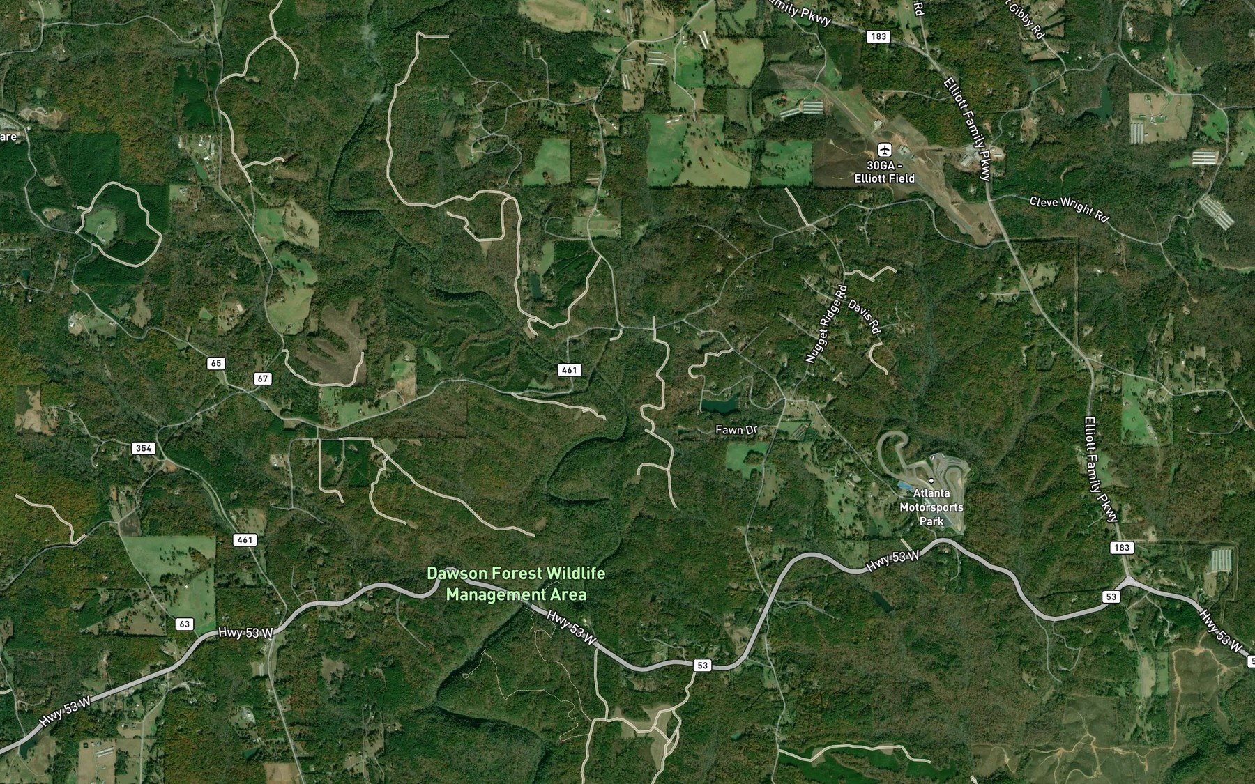 Satellite map of the Holly Creek