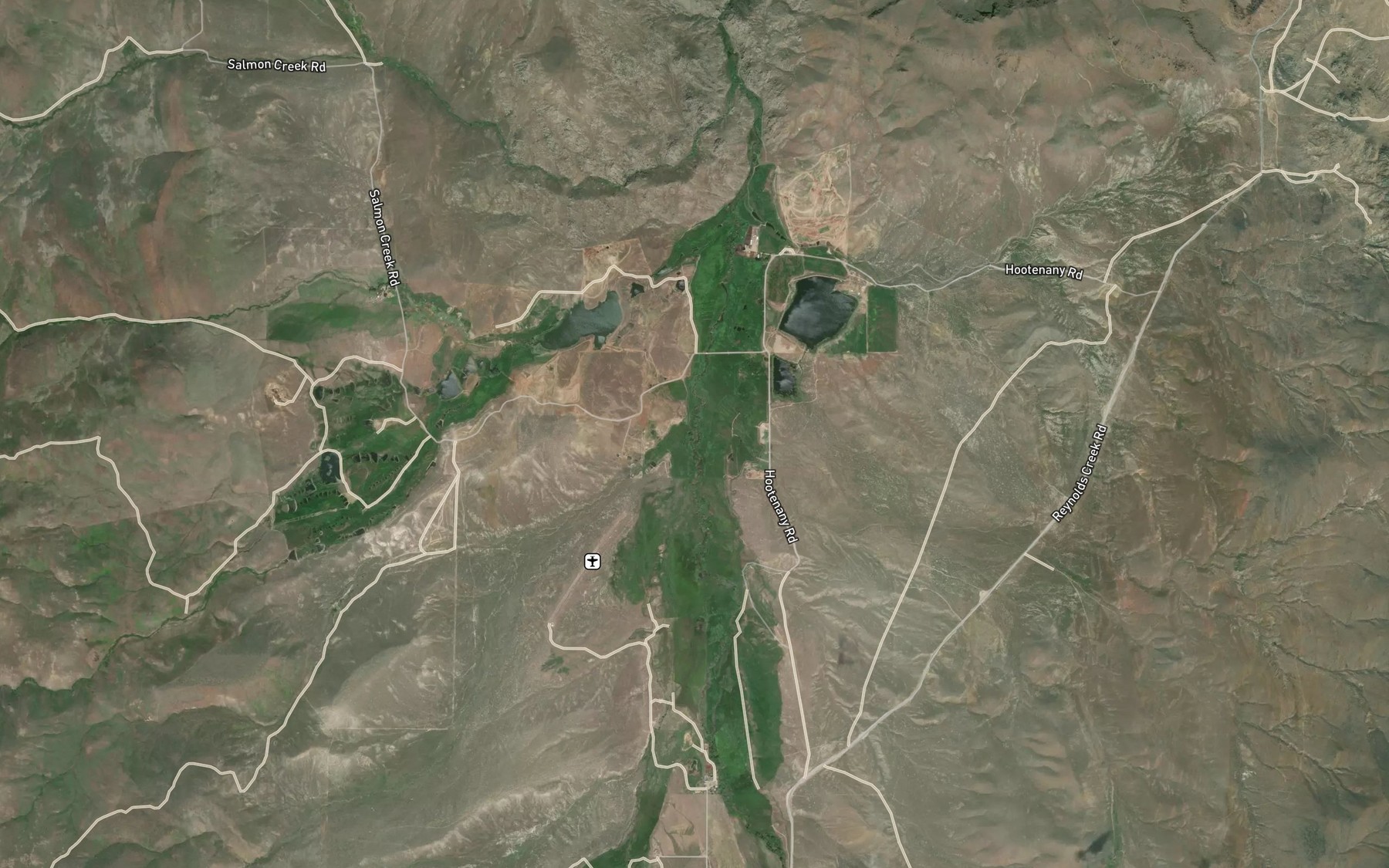 Satellite map of the Alkali Creek