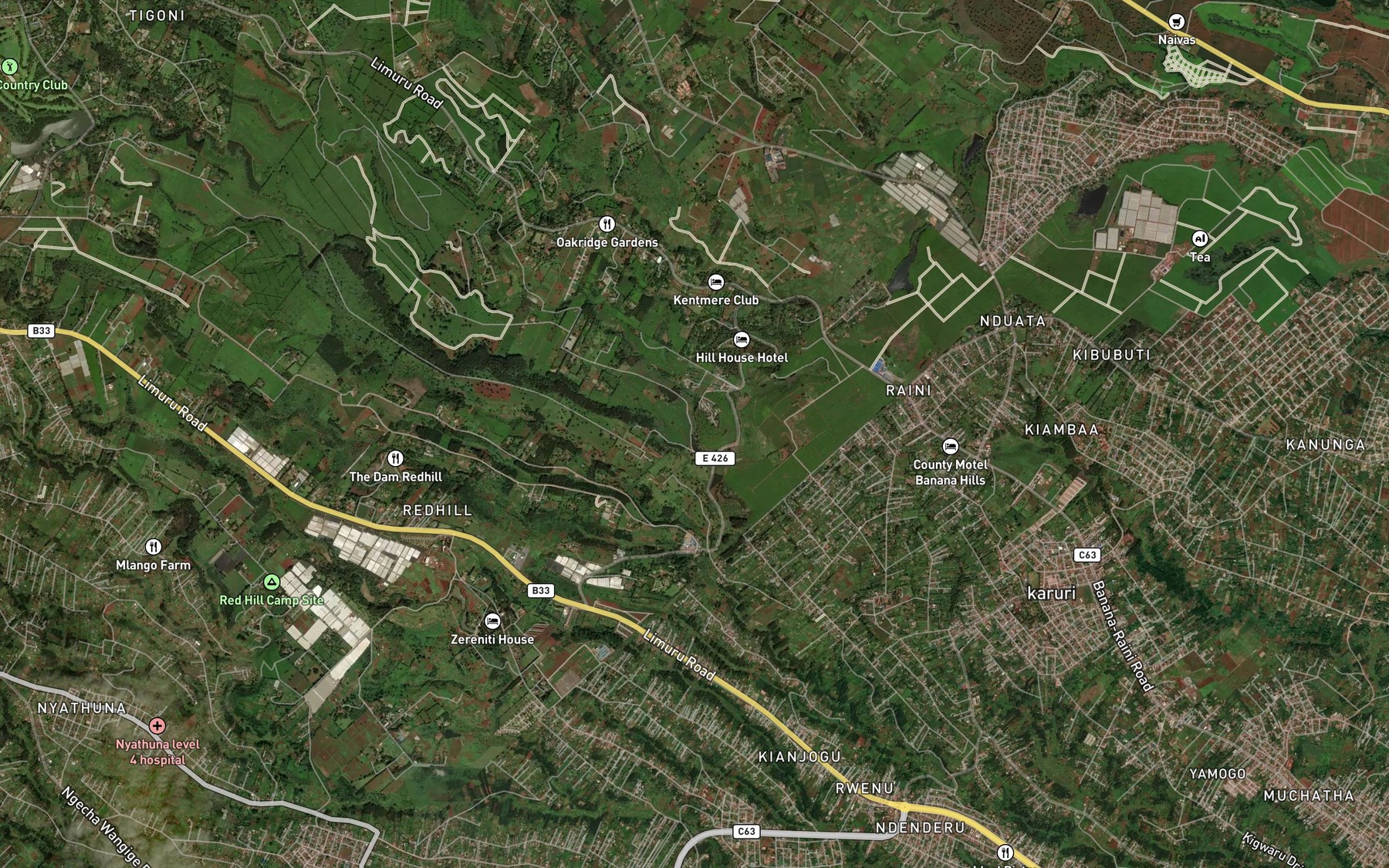 Satellite map of the Tigoni