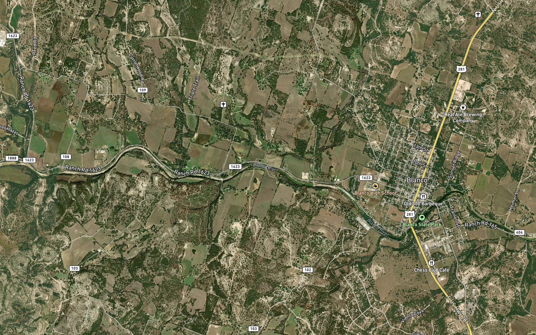 Satellite map of the Wayne Smith Lake