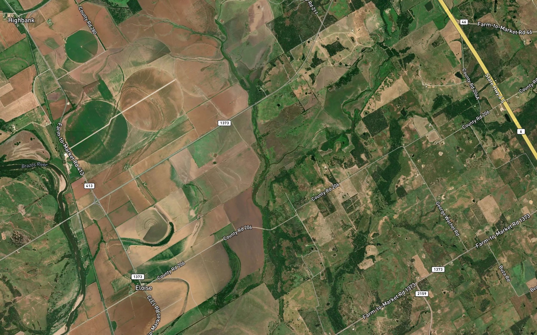 Satellite map of the Copperas Creek