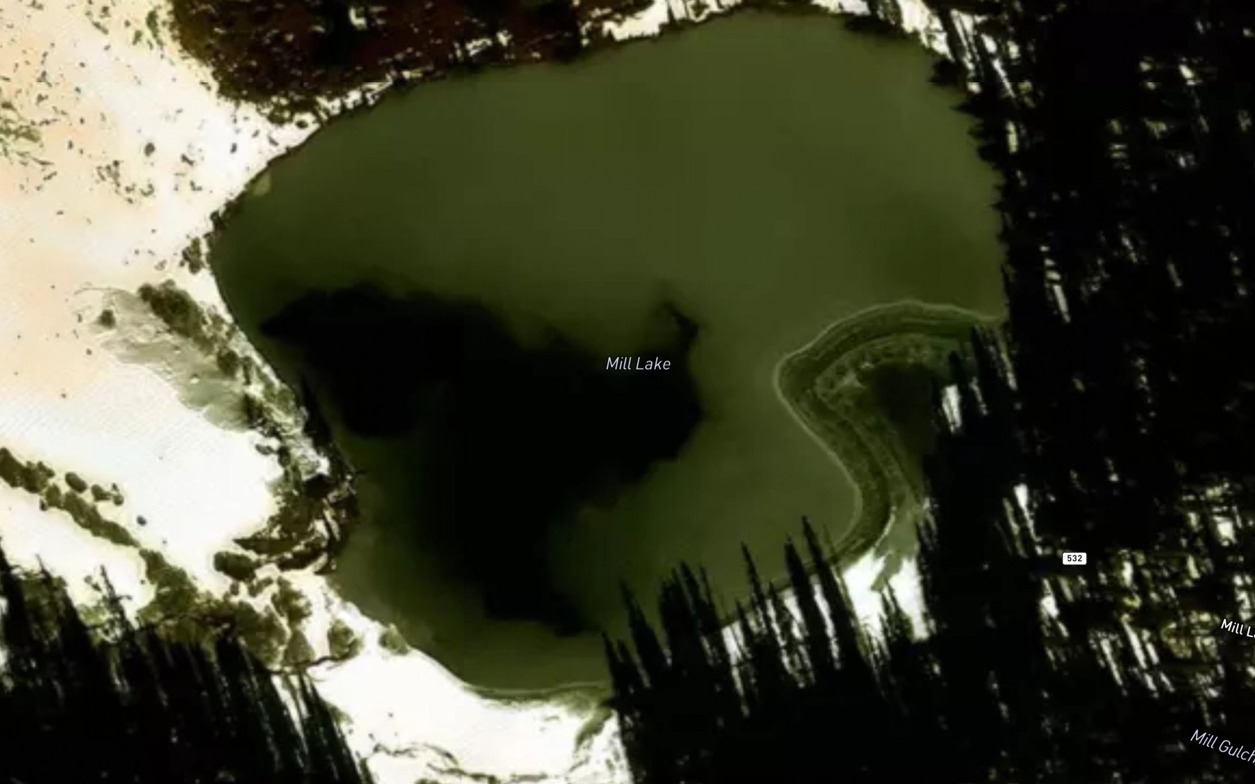 Satellite map of the Mill Lake