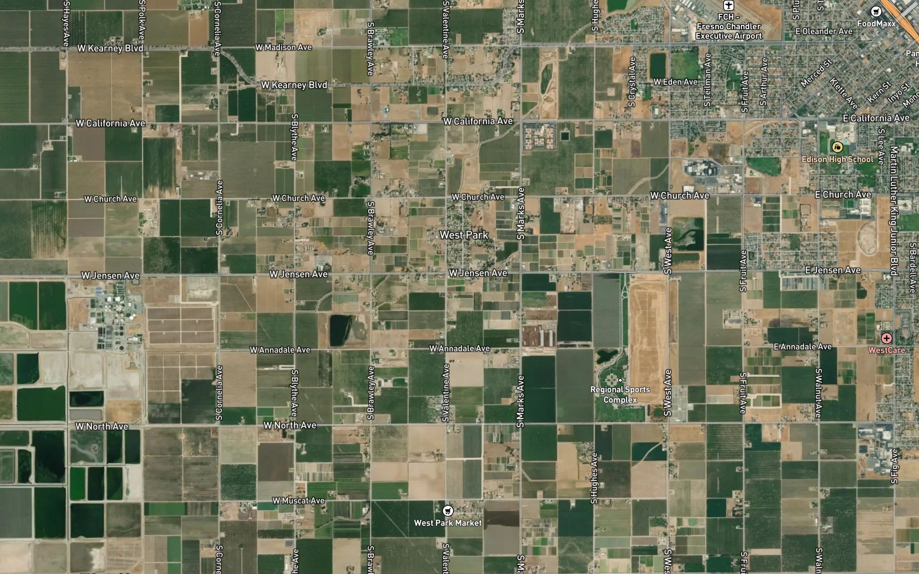 Satellite map of the Fanning Ditch