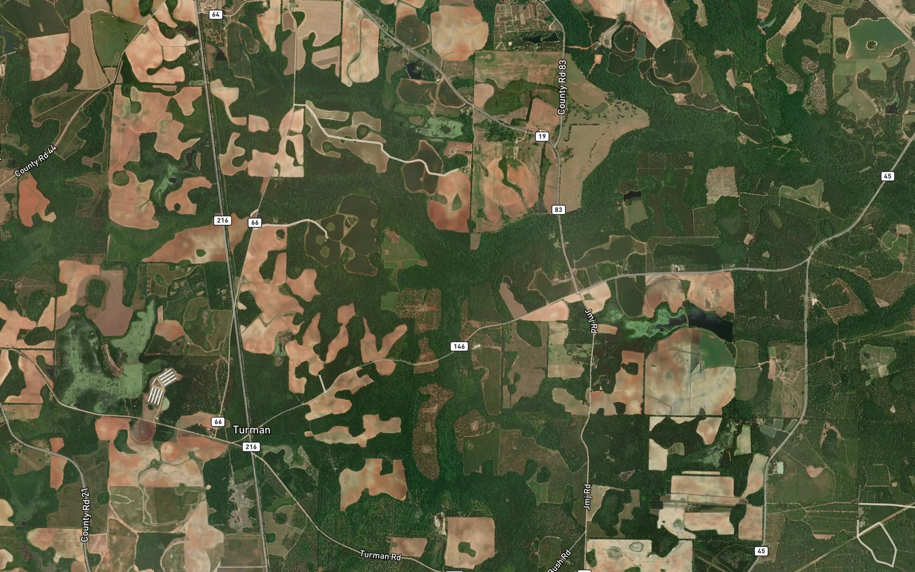 Satellite map of the Tennelle Creek