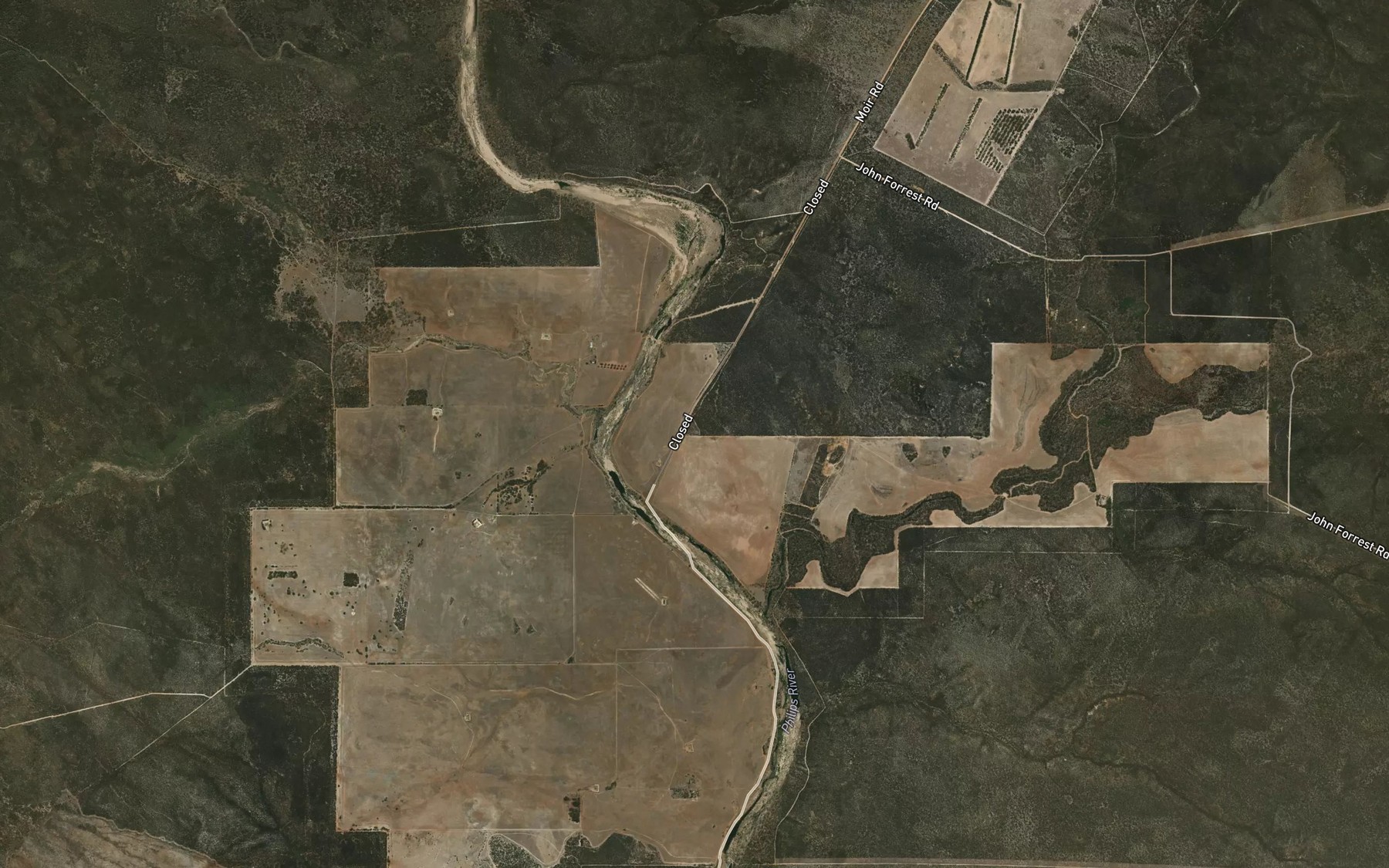 Satellite map of the Kybulup Creek